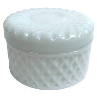 Vintage French White Opaline Glass Small Trinket Jewellery Storage Pot Box c1950-60's