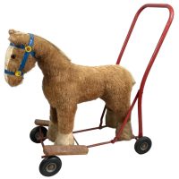Vintage Irish Pedigree Toys Horse Childrens Push Along Ride Sit On Walker Toy Bedroom Decor 1960-70's