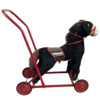 Vintage French Toy Horse Childrens Push Along Ride Sit On Walker Toy Bedroom Decor 1960-70's