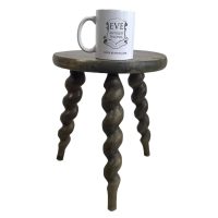 Alternative view of Vintage French Spiral Stool Chair Seat Wooden Wood Milking Kitchen Table Farm Round Seat Plant Rest Stand Plinth Tabouret c1970-80's