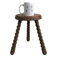 Alternative view of Vintage French Spiral Stool Chair Seat Wooden Wood Milking Kitchen Table Farm Round Seat Plant Rest Stand Plinth Tabouret c1960-70's