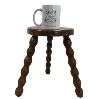 Alternative view of Stool Vintage French Tripod Bobbin Style Leg Chair Seat Wooden Milking Kitchen Table Plant Rest Stand Plinth Tabouret c1960-70's