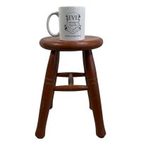 Alternative view of Stool Plant Stand Vintage French Wooden Wood Chair Seat Kitchen Side Table Kitchen Pot Plinth Display Tabouret Milking circa 1970's