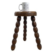 Alternative view of Stool Vintage French Chunky Tripod Bobbin Style Leg Chair Seat Wooden Milking Table Plant Rest Stand Plinth Tabouret c1960-70's