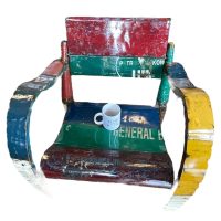 Alternative view of Vintage Vietnamese Oil Drum Metal Garden Chair Balcony Patio Original Ee-i-ee-i-o Aaron Jackson  Decorative circa 2000's