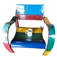 Alternative view of Vintage Vietnamese Oil Drum Metal Garden Chair Balcony Patio Original Ee-i-ee-i-o Aaron Jackson  Decorative circa 2000's