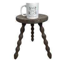 Alternative view of Stool Vintage French Tripod Bobbin Leg Chair Seat Wooden Milking Kitchen Table Round Shaped Plant Rest Stand Plinth Tabouret c1950's