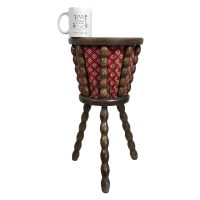 Alternative view of Vintage French Knitting Sewing Craft Needlecraft Craft Crafts Storage Basket Floor Standing Bobbin Shaped Legs c1950-60's