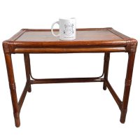 Alternative view of Vintage Asian Thai Wooden Wood Pole Side Table Stand Plinth Rattan Wrapped Joint circa 1970-80's