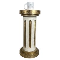 Alternative view of Vintage French Cardboard Painted Gold White Plinth Stand Doorway Entryway Hallway Furniture Worn circa 1960's