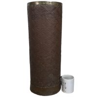 Alternative view of Vintage French Hardboard Fibreboard Brass Metal Trimmed Umbrella Stick Stand Doorway Entryway Hallway Furniture DAMAGED circa 1960's