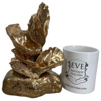 Alternative view of Vintage British Golden Oyster Shell Trophy Display Stand Ornament Decoration Sea Restaurant Seafood Signed Sculpture c1980-90's