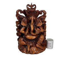 Alternative view of Vintage Indian Hand Carved Wooden Hindu God Ganesh Hare Temple Idol Sculpture Art Interior Design Decor c1990's
