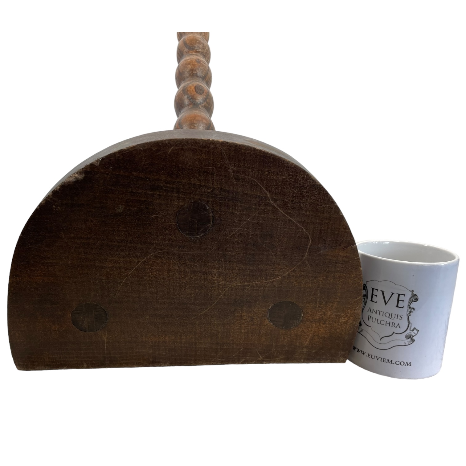 Vintage French Wooden Tripod Bobbin Leg Milking Stool Chair Seat Table Farm D Shaped Seat Plant Rest Stand Plinth Tabouret c1960-70’s 3 Vintage French Wooden Tripod Bobbin Leg Milking Stool Chair Seat Table Farm D Shaped Seat Plant Rest Stand Plinth Tabouret c1960-70's - Image 3