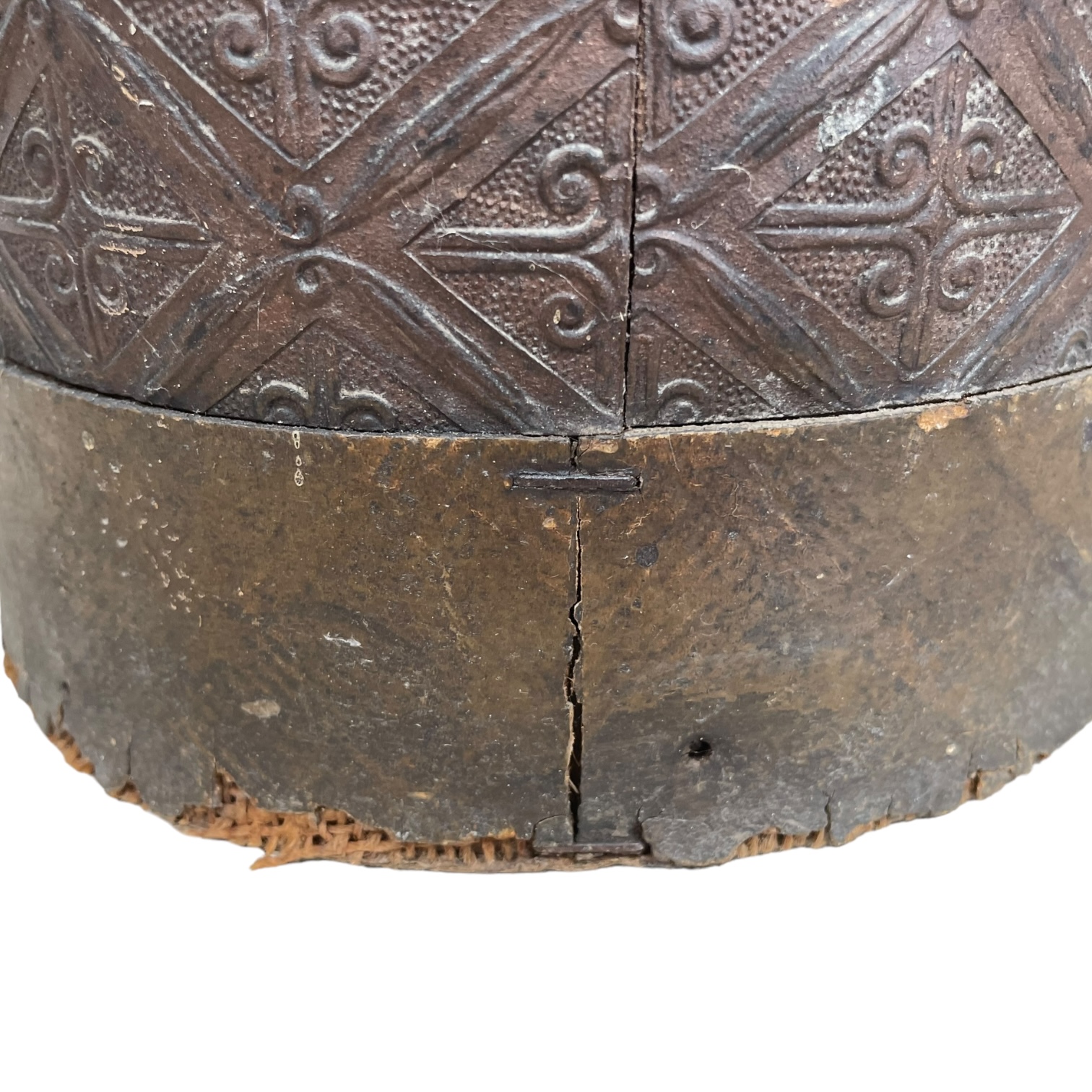 Vintage French Hardboard Fibreboard Brass Metal Trimmed Umbrella Stick Stand Doorway Entryway Hallway Furniture DAMAGED circa 1960’s 4 Vintage French Hardboard Fibreboard Brass Metal Trimmed Umbrella Stick Stand Doorway Entryway Hallway Furniture DAMAGED circa 1960's - Image 4