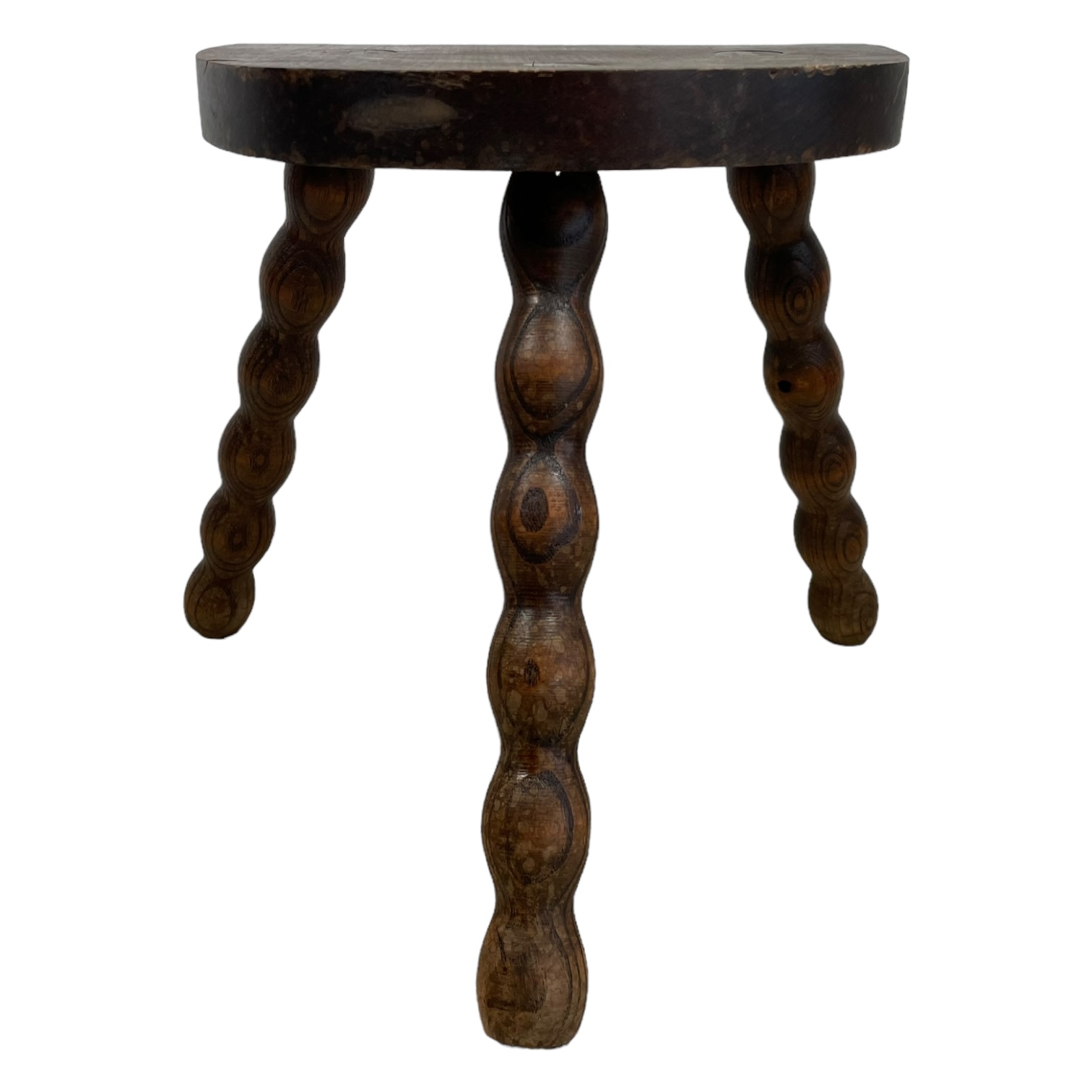 Vintage French Wooden Tripod Bobbin Leg Milking Stool Chair Seat Table Farm D Shaped Seat Plant Rest Stand Plinth Tabouret c1960-70’s 5 Vintage French Wooden Tripod Bobbin Leg Milking Stool Chair Seat Table Farm D Shaped Seat Plant Rest Stand Plinth Tabouret c1960-70's - Image 5