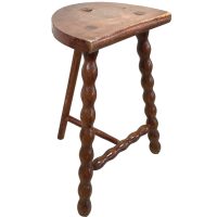 Stool Vintage French Traditional Worn REPAIRED DAMAGED D Tall Stool Chair Stand Bobbin Leg Rest Plinth Seating Tabouret c1960's