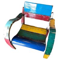 Vintage Vietnamese Oil Drum Metal Garden Chair Balcony Patio Original Ee-i-ee-i-o Aaron Jackson  Decorative circa 2000's