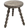 Stool Vintage French Tripod Bobbin Leg Chair Seat Wooden Milking Kitchen Table Round Shaped Plant Rest Stand Plinth Tabouret c1950's