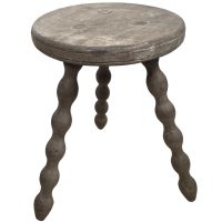 Stool Vintage French Tripod Bobbin Leg Chair Seat Wooden Milking Kitchen Table Round Shaped Plant Rest Stand Plinth Tabouret c1950's