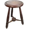 Vintage French Stool Table Wooden Wood Chair Seat Side Stand Flower Pot Display Prop Turned Leg Tabouret circa 1950-60's
