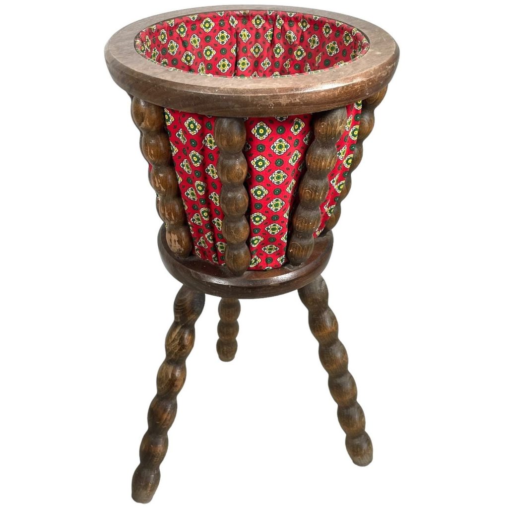 Vintage French Knitting Sewing Craft Needlecraft Craft Crafts Storage Basket Floor Standing Bobbin Shaped Legs c1950-60's