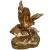 Vintage British Golden Oyster Shell Trophy Display Stand Ornament Decoration Sea Restaurant Seafood Signed Sculpture c1980-90's