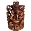 Vintage Indian Hand Carved Wooden Hindu God Ganesh Hare Temple Idol Sculpture Art Interior Design Decor c1990's