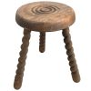 Vintage French Spiral Stool Chair Seat Wooden Wood Milking Kitchen Table Farm Round Seat Plant Rest Stand Plinth Tabouret c1960-70's