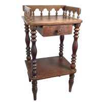 Vintage French Standing Side Shelf Turned Style Wood Plinth Stand Display Table Side Medium WORN DAMAGED c1960-70's