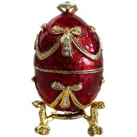 Vintage Decorated Egg Enamelled Metal Rhinestone Decorated Gift Trinket Jewellery Jewelry Box Storage Table Decoration c2000