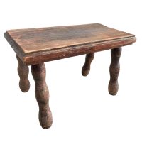 Bench Stool Step Stand Vintage French Traditional Worn Weathered DAMAGED Milking Small Chair Rest Plinth Seating Tabouret c1970's