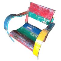 Vintage Vietnamese Oil Drum Metal Garden Chair Balcony Patio Original Ee-i-ee-i-o Aaron Jackson  Decorative circa 2000's