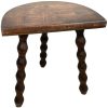 Vintage French Wooden Tripod Bobbin Leg Milking Stool Chair Seat Table Farm D Shaped Seat Plant Rest Stand Plinth Tabouret c1960-70's