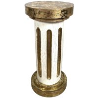 Vintage French Cardboard Painted Gold White Plinth Stand Doorway Entryway Hallway Furniture Worn circa 1960's