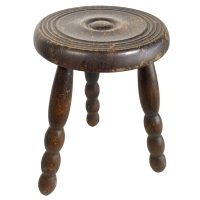Alternative view of Vintage French Brittany Breton Style Stool Wooden Chair Seat Kitchen Side Table Flower Pot Stand Display Prop Tabouret circa 1950-60's