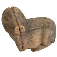Alternative view of Vintage German Austrian Wooden Wood Carved Pig Decorative Hand Carved Figurine Decor Folk Art DAMAGED c1940-1950's