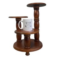 Alternative view of Vintage French Triple Plant Stand Plinth Table Wooden Side Flower Pot Ornament Display Shelf Prop Design Tabouret c1980's