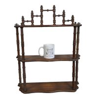 Alternative view of Antique French Wood Wooden Dark Brown Natural Wood Large Three Shelf Shelving Wall Stand Display Plinth Turned Ornate c1910's
