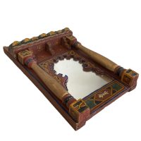 Alternative view of Vintage Mirror Moroccan Wall Hanging Wood Glass One-Off Small Decorative Cloakroom c1970-80's
