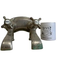 Alternative view of Vintage French Chromed Metal Brass Bathroom Kitchen Hot Cold Mixer Froid Chaud Faucet Water Tap Plumbing Taps c1940-50s