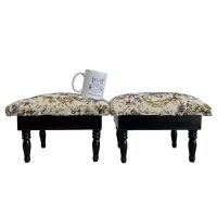 Alternative view of Vintage Asian Cushioned Bench Foot Stool Storage Compartment Dark Cherry Bergundy Wood Cushion Padded Bench Seat Side Display c1990's