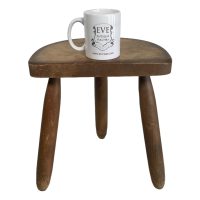 Alternative view of Stool Vintage French Wooden Wood Milking Chair Seat Kitchen Table Farm D Shaped Seat Plant Rest Stand Plinth Tabouret c1950-60's