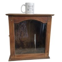 Alternative view of Antique French Wooden Glass Fronted And Shelf Display Cabinet Vertical Curio Curiosity Wall Mounted circa 1920's