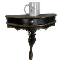 Alternative view of Vintage Italian Shelf Florentine Style Florence Black Gold Balsa Wood Ornately Decorated Small Wall Hanging Plinth Display c1960-70's