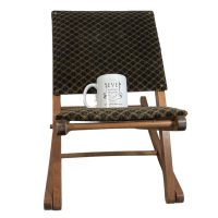 Alternative view of Vintage French Green Brown Fabric Rocking Wood Adjustable Footstool Foot Stool Rest Footrest Desk Prop Display c1970-80's