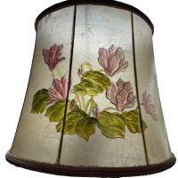 Alternative view of Vintage French Painted Large Lamp Shade Lampshade Pedestal Floor Standing Side Lamp Light Damage circa 1980's