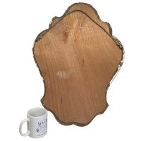 Alternative view of Vintage French Large Mirror Plaster Coated Wood Framed Wall Hanging Heavy Golden Decor Bathroom Hallway DAMAGED c1950-60's