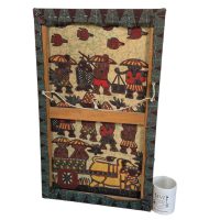 Alternative view of Vintage French Printed Stretched Fabric Batik Style Wall Hanging Decoration circa 1990's