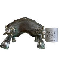 Alternative view of Vintage French Chromed Metal Brass Bathroom Kitchen Hot Cold Mixer Froid Chaud Faucet Water Tap Plumbing Taps c1940-50s